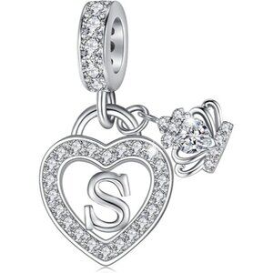 Letter S Letter Charms Silver Heart Alphabet Initial Dangle Charms